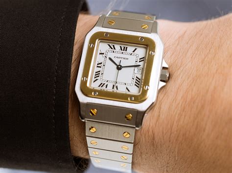 cartier santos 18k gold watch|santos de cartier chronograph watch.